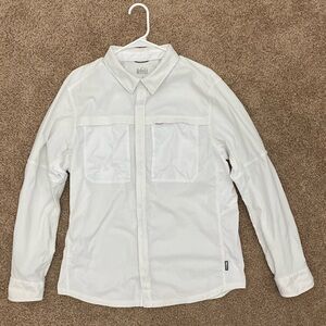 REI men’s large white long sleeve safari shirt